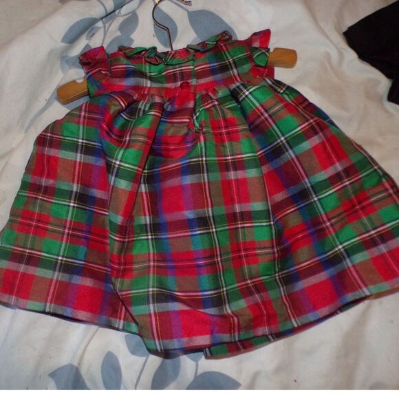 Laura Ashley London Baby Girl Holiday Dress 3-6 Months Red Tartan Plaid bloomer - Picture 2 of 3